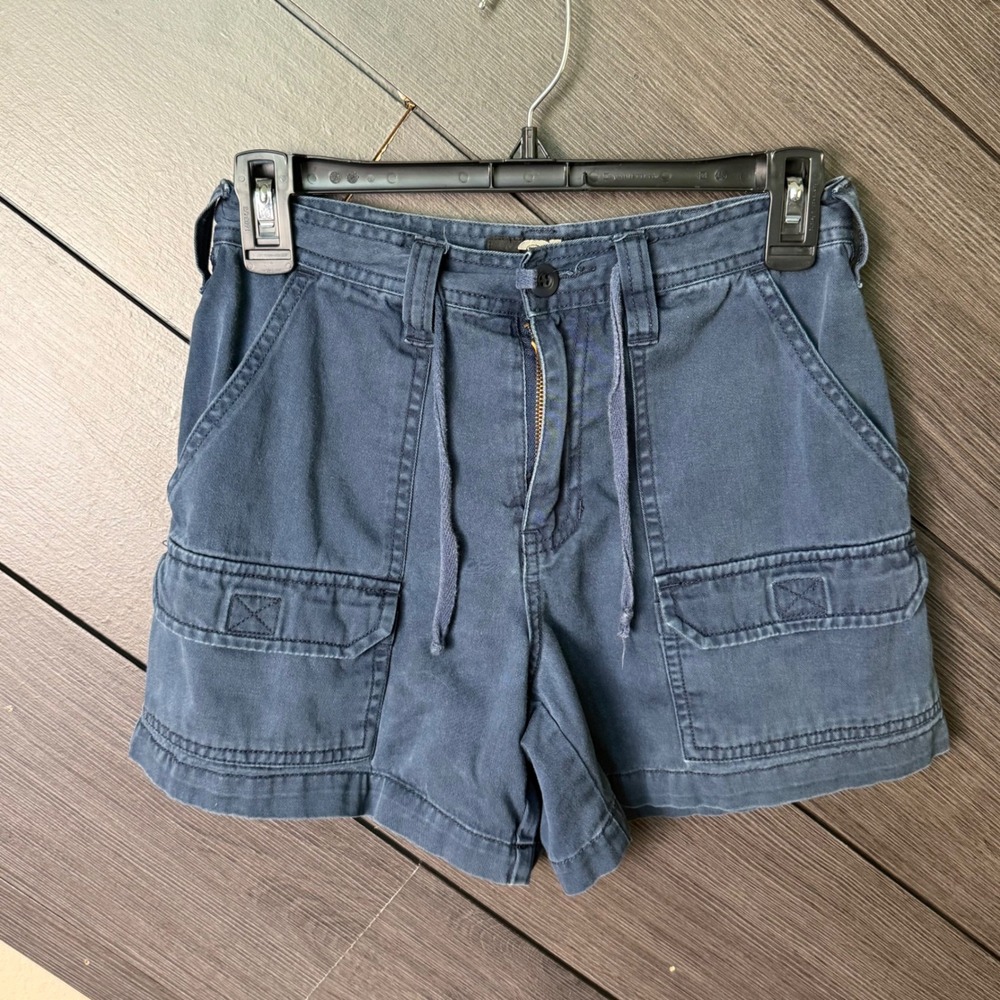 Y2K Rue21 Women's Cargo Utility Shorts Blue Drawstring Size 2 Streetwear